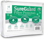 Set of 2 Euro Size SureGuard Pillow Protectors - 100% Waterproof, Bed Bug Proof, Hypoallergenic - Premium Zippered Cotton Covers - Smooth