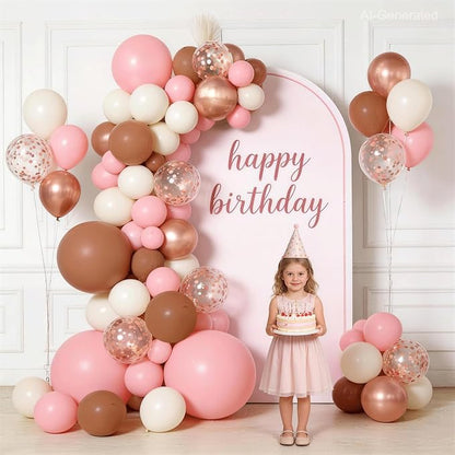 Dusty Pink Balloon Arch Kit, Rose Gold, Sand White - Image 3