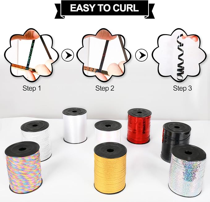 500 Yard Black Curling Ribbon, Balloon String Gift Wrapping Halloween Decor | - Image 5