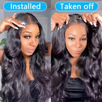 32 Inch Wear and Go Glueless Wigs Human Hair Pre Plucked Pre Cut 7x5 HD Lace Frontal Wigs Human Hair 180% Density Put on and Go Glueless Wig Body Wave Lace Front Wigs Human Hair for Women