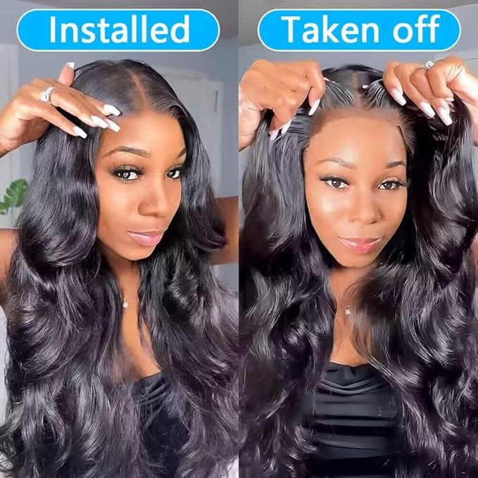 30 Inch Glueless Wigs Human Hair Pre Plucked Pre Cut 7x5 HD Lace Frontal Wigs Human Hair 180% Density Body Wave Wear and Go Glueless Wig 3 Seconds to Wear Easy Wigs for Beginners