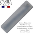 Camila Paris CP3445 French Hair Barrette Clip for Girls, Gray, Rubberized Automatic Clasp Strong Hold Grip Hair Clips for Women, No Slip and Durable Styling Girls Hair Accessories, Made in France