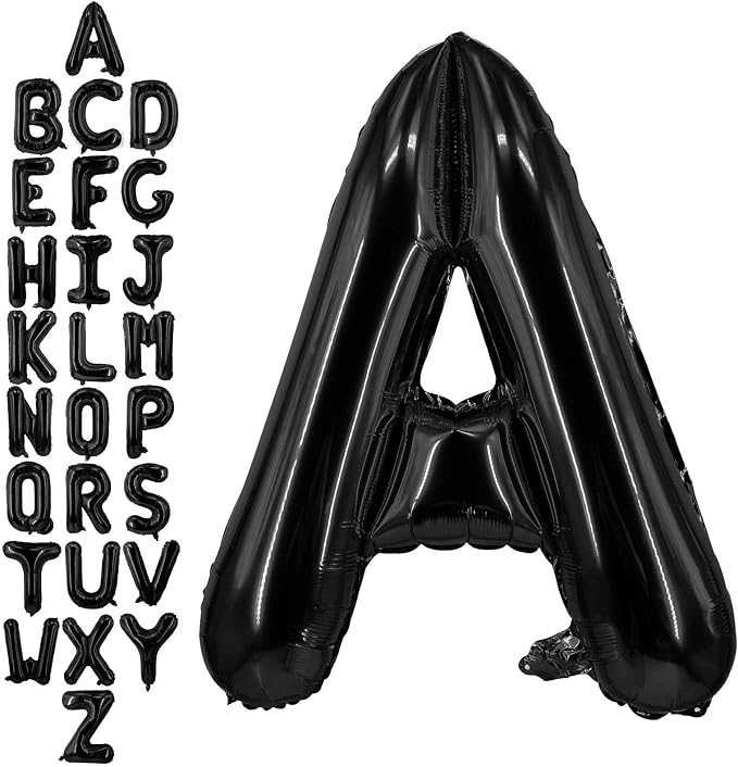 40 Inch Black Letter A Balloons, DIY Phrase Foil Alphabet Letter A Balloons DIY by LHOAVWE