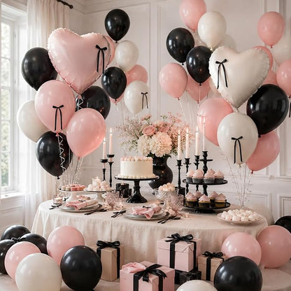 Pink and Black Heart Balloons, for Wedding Valentines Women Brithday - Image 4