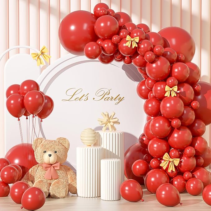 135pcs Bright Red Balloon Arch Kit Different Sizes of 18 12 10 5 Inch Red Party by YISHEBAPA