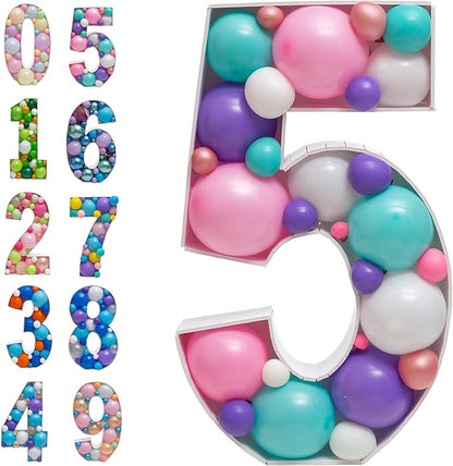 Mosaic Balloon Frame Numbers 5 Pre-Cut Large Foam Board Sign Cut-Out by JoyBoxDesign