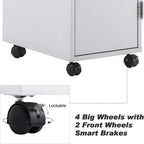BarberPub Beauty Salon Trolley Storage Cart Hair Dryer Holder Stylist Equipment with Lockable Rolling Wheels, Drawer (White)