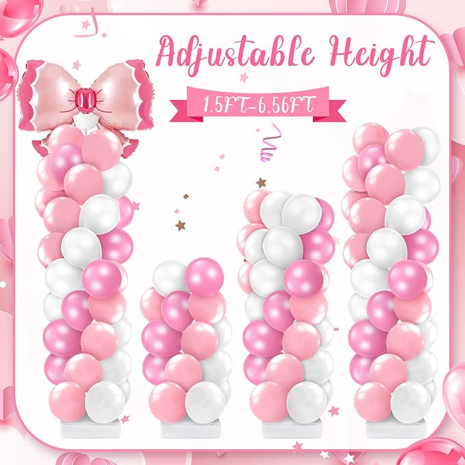 Kasyat 2 Sets Pink Bow Balloon Column Stand Kit - Image 4