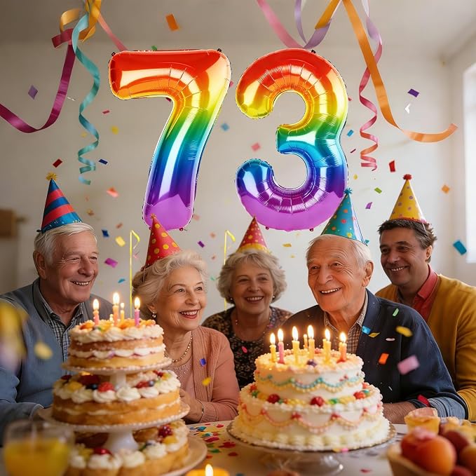40 Inch Number 73 Balloons for 73rd Birthday Party Decorations, 0-100 Rainbow - Image 2
