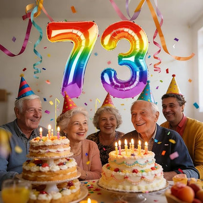 40 Inch Number 73 Balloons for 73rd Birthday Party Decorations, 0-100 Rainbow - Image 2