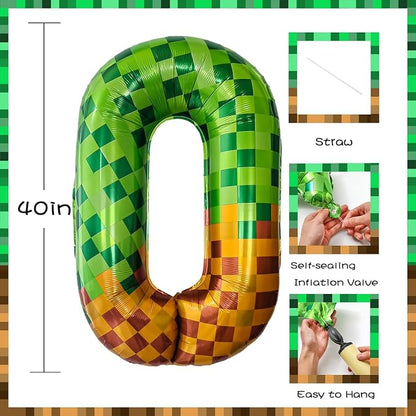 Pixel & TNT Theme 40in Giant Number Balloons - Image 2