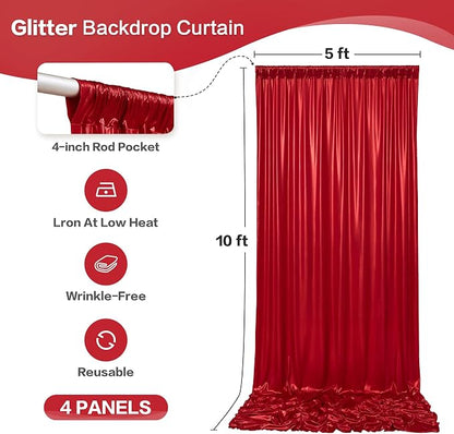 gogoparti 20x10FT Red Sequin Backdrop Curtain - Image 6