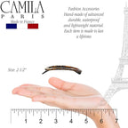 Camila Paris CP3365 French Hair Barrette Clip for Women, Handmade, Onyx, Slide-in Metal-Free Closure, Strong Hold Grip Hair Clips for Girls, No Slip Durable Styling Hair Accessories, Made in France