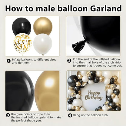 Black Gold White Balloon Arch Kit, Sand White, Different Size | Double Stuffed - Image 4