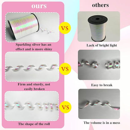 500 Yards Iridescent White Ribbon, 1/5 Inch Christmas Curling RibbonsPerfect - Image 3