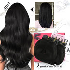 Moresoo Seamless Clip in Hair Extensions Real Human Hair Black Straight Can Be Curled Hair Extensions Clip ins Short 14inch Pure Skin Invisible Natural Black for Daily Use 120g/7pcsv