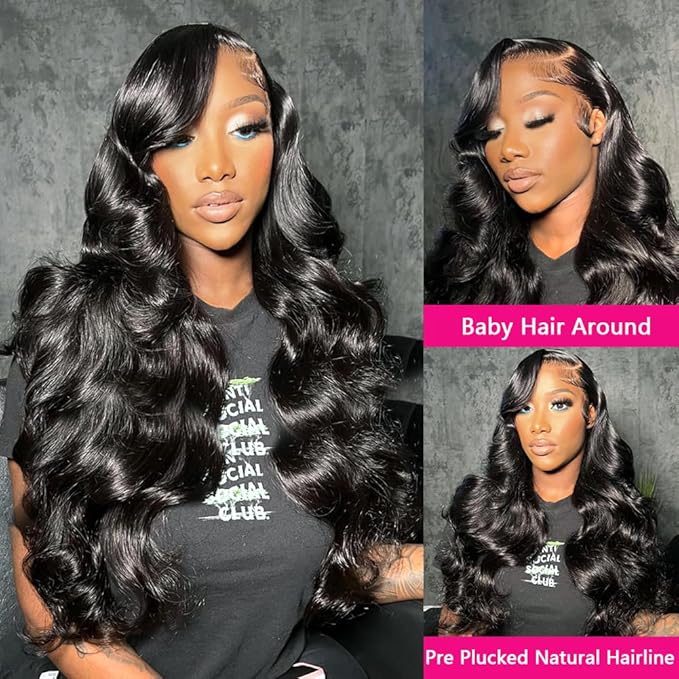 13x6 Body Wave Lace Front Wigs Human Hair 180 Density Body Wave Frontal Wigs Human Hair HD Lace 22 Inch Brazilian Virgin Human Hair Wigs for Black Women Glueless Pre Plucked with Baby Hair