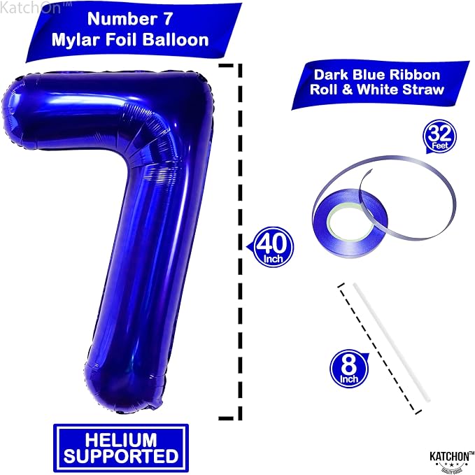 KatchOn, Giant Dark Blue Number 7 Balloon - Image 2