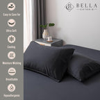 Bella Coterie | Luxury Bamboo Standard Size Pillowcase Set | 100% Organically Grown Bamboo Viscose | Ultra Soft | Cooling | 2 Pcs [Black]