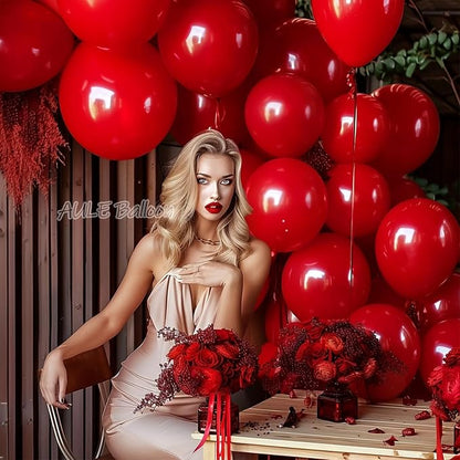 AULE 50Pcs Latex 12 Inch Red Balloons Helium Shiny Thicken Balloon | Perfect - Image 3