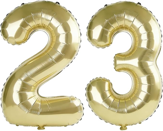 40 Inch Number 23 Balloons for 23rd Birthday Party Decorations, 0-100 Champagne by FOBELEC