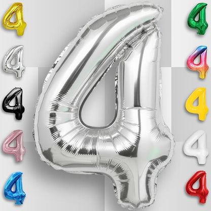 Silver Number Balloon 4 Mylar Foil Balloons 32 inch - Image 6