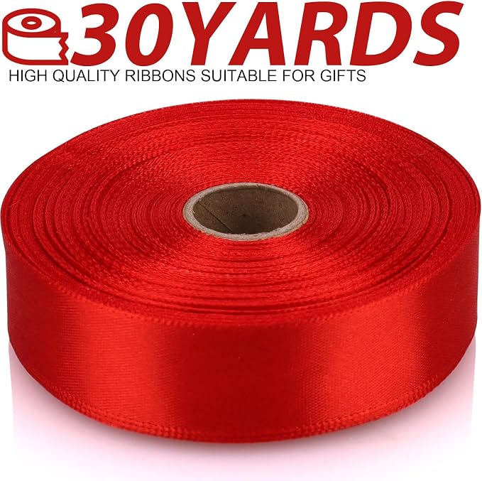 7/8 Inch 30 Yards Red Satin Craft Ribbon-Single Face Polyester Ribbon - Image 2