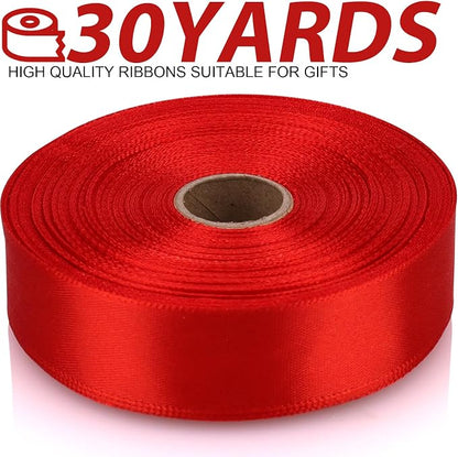 7/8 Inch 30 Yards Red Satin Craft Ribbon-Single Face Polyester Ribbon - Image 2