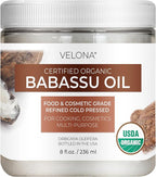 velona Babassu Oil USDA Certified Organic - 8 Fl Oz | 100% Pure and Natural Carrier Oil | Refined, Cold Pressed | Face, Hair, Body & Skin Care and Cooking | Use Today - Enjoy Results…