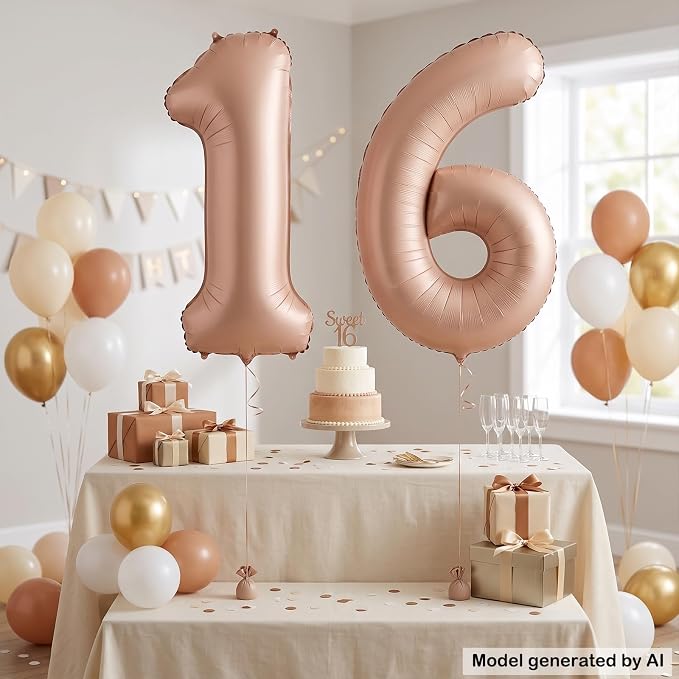 40 Inch Caramel Foil Number 16 Balloon - Image 3