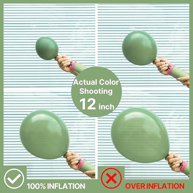 PartyWoo Sage Green Balloons 140pcs Different Sizes Pack of 18 12 10 5 Inch - Image 3