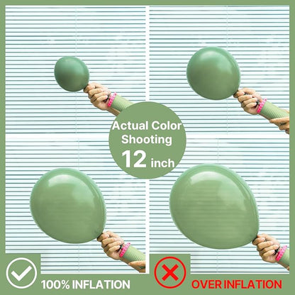 PartyWoo Sage Green Balloons 140pcs Different Sizes Pack of 18 12 10 5 Inch - Image 3