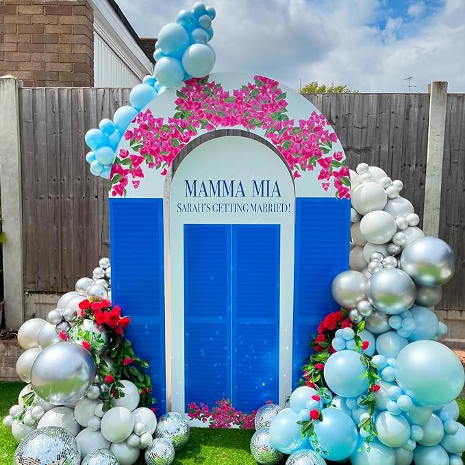 Double Pearl Blue Stuffed Balloons Different Size 115Pcs 5/10/12/18" Light Blue - Image 7