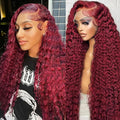 BVLBVL 24 Inch 99j 13x6 HD Lace Front Wigs Human Hair 250% Density Deep Wave Lace Front Wigs Pre Plucked Burgundy Wig Human Hair Wet And Wavy No Tangle No Shedding Triple Lifespan 3x