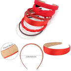 VELSCRUN Headbands for Women 7 Pcs Different Red Knotted Solid Pearl Head Bands Non Slip Hair Band for Womens Gilrs Thin Thick Short Hair Fashion Accessories