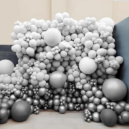 Awenztech 122pcs Gray Latex Balloons in 18 12 10 5 inches | Birthday, Baby - Image 7