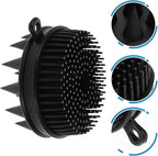 Silicone Bathing Brush and Massage Shampoo Brush for, 1pcs Black Silicone Scalp Scrubber Body Scrubber for Gentle Bathing and Hair Care