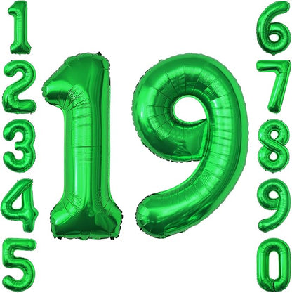 Green Number 19 Balloon 40 Inch, Shiny Foil Duo by Unknown