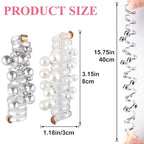 4PCS Bead Spiral Hair Ties, Artificial Pearl Bead Phone Cord Ponytail Holders for Women, Elegant Rubber Hair Coils, Stylish Hair Accessories for Party, Daily Use - White, Silver Bead