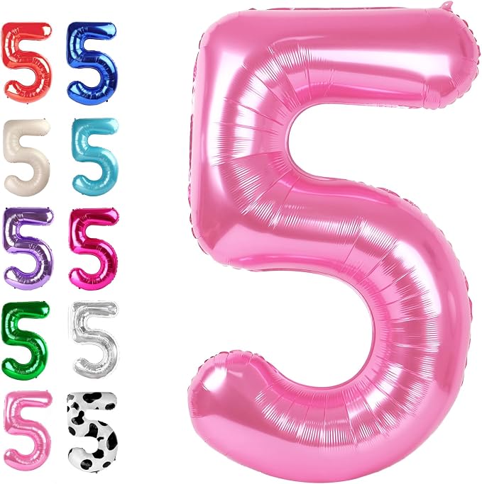 Pink Number 5 Balloon 40 inch, Balloon numbers party supplies, deco photo shoot by Upgesy