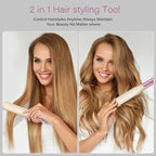 Hair Straightener,1.25” Flat Iron and Curler 2 in 1, Ceramic Coating,Quick Heat Up, 4 Temp. Options, for All Hair Type,Less Frizz, Shinier and Smoother,Dual Voltage for Travel (Cream)