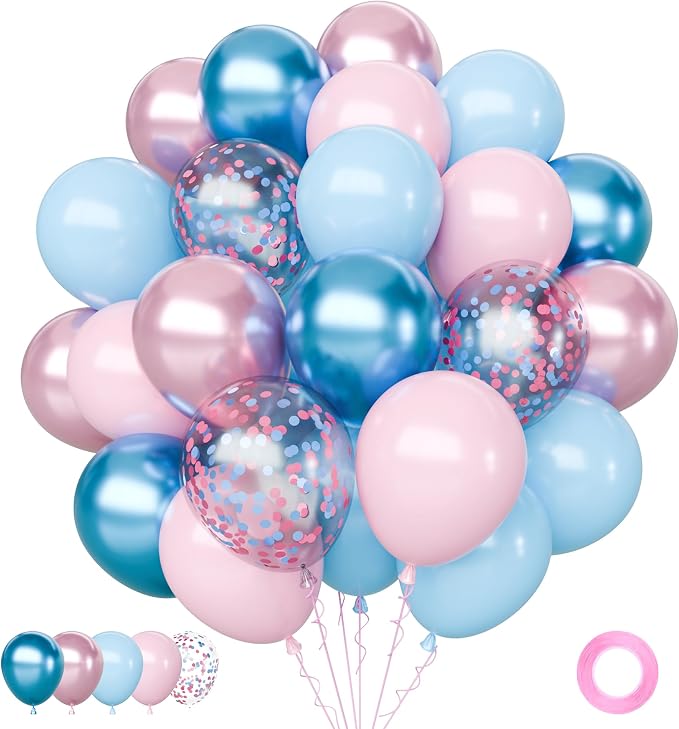 Pink and Blue Latex Balloons Set by Mobacurty