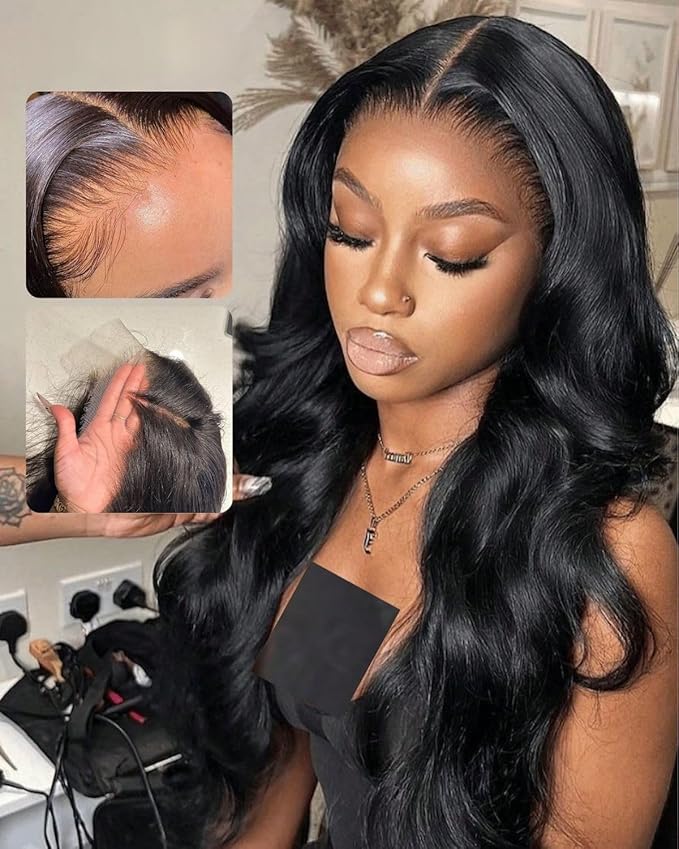 13x6 SKINLIKE Real HD Lace Frontal Wig, 180% Density Ultra-fitted 0.10mm Thin Invisible HD Lace Wig Pre-plucked Hairline Bleached Knots Virgin Human Hair Wigs Body Wave 22 Inch