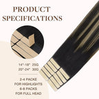 GOO GOO Tape in Hair Extensions Human Hair, 1B/19/1B Natural Black to Light Blonde, 18inch 25g 10pcs, Skin Weft Seamless Invisible, Silky Straight with Thick Ends, Remy Human Hair