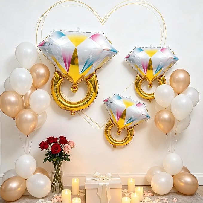 4Pcs Diamond Ring Balloon, 19.7x20.5 In Large Diamond Ring Wedding Balloons - Image 6