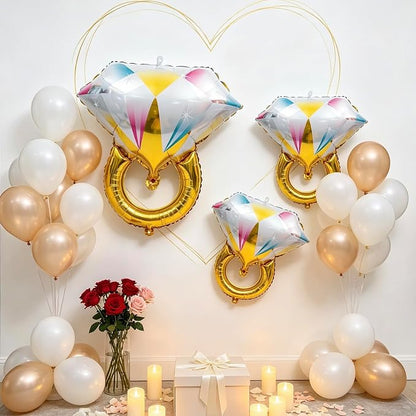 4Pcs Diamond Ring Balloon, 19.7x20.5 In Large Diamond Ring Wedding Balloons - Image 6
