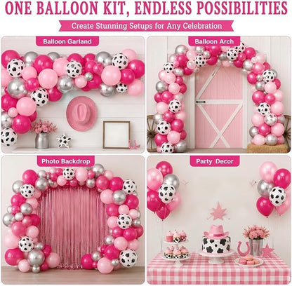 Hot Pink Silver Cow Balloons Disco Cowgirl Birthday Last Rodeo Party Decor | - Image 6