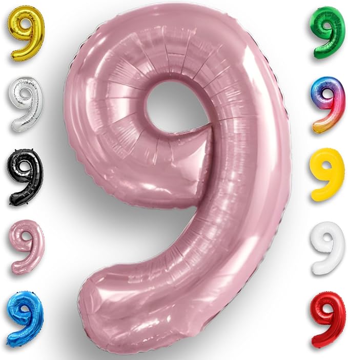 Pink Pearl Number Balloon 9 Mylar Foil Macaron Balloons 40 inch by Unknown
