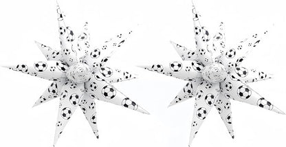 4D Soccer Ball Balloons 32 Inch/Black White Soccer Explosion Star Foil Balloons by baoonworlld