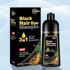 Black Hair Color Shampoo for Gray Coverage - New Upgrade 3-in-1 Herbal Long-Lasting Formula for Women & Men